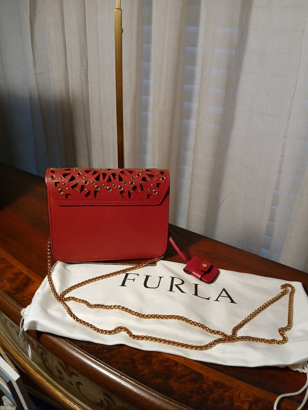 Furla Metropolis Mini Avio Bolera Red Laser Cut Leather - Picture 8 of 11